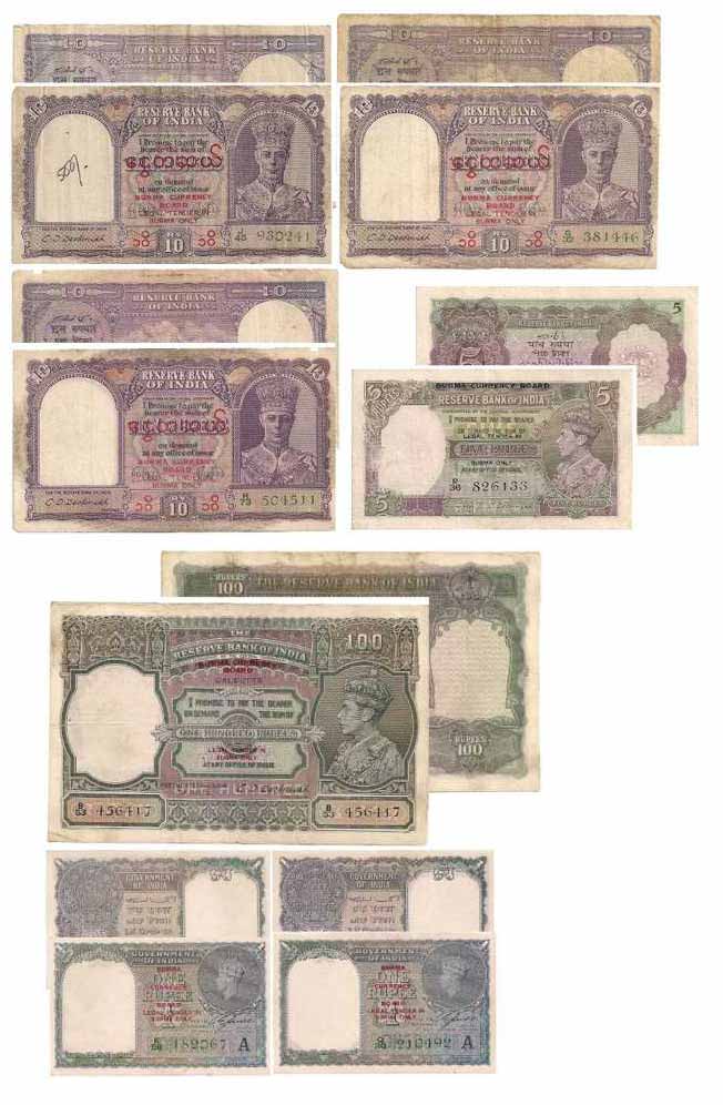 George VI, Burma Currency Board Legal Tender in Burma only, complete collection with all k