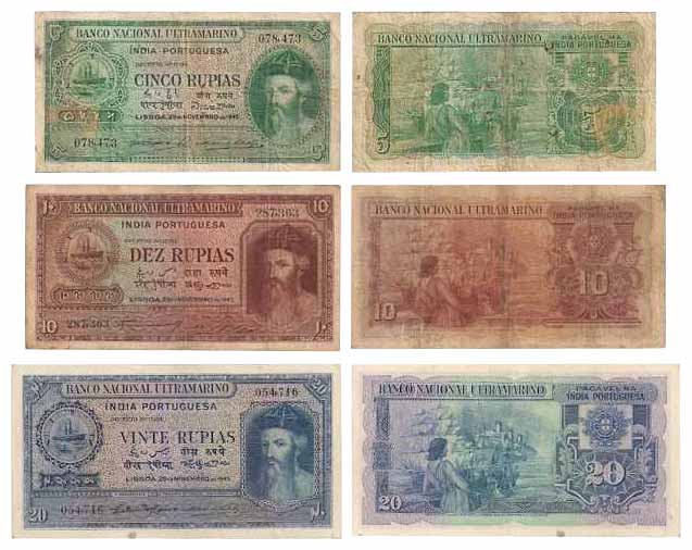 Rs. 5, 10 &amp; 20 (3), 6th Issue, 1945, with portrait, Rs. 5, sign A-2 - P-2 (Jhun 29.1);