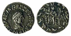 Indo-Greeks, Hermius, Silver, Drachm, bust to right and Greek legend around on obv; Zeus t
