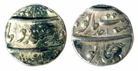 Kam Baksh, Silver, 2.77 g, ¼ Rupee, Bijapur Mint, RY Ahad, mint name clearly written at bo