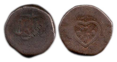 Copper, 4 Pice, Bale mark type (KM 201). Fine+, Rare.