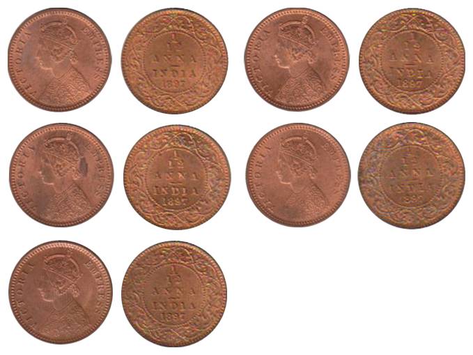 Victoria Empress, Copper (12), 1/12 Anna, 1897, Calcutta Mint. UNC, rare in this condition