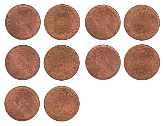 Victoria Empress, Copper (12), 1/12 Anna, 1897, Calcutta Mint. UNC, rare in this condition