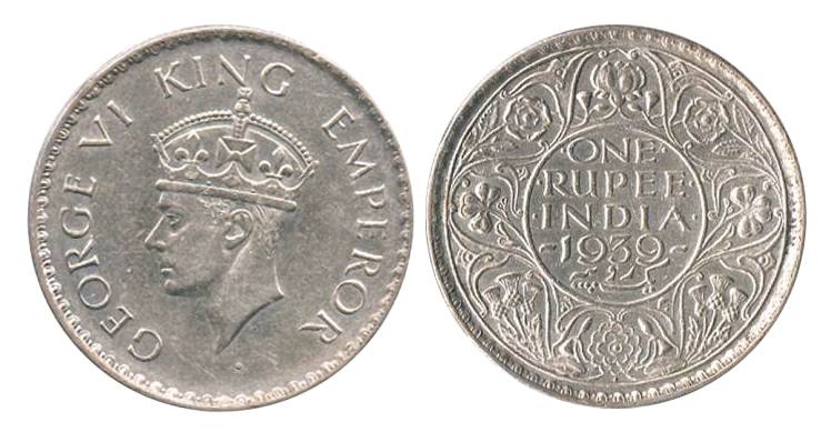 George VI, Silver, Rupee, 1939, Bombay Mint; Reeded Edge. Slabbed and Graded by the N.G.S.