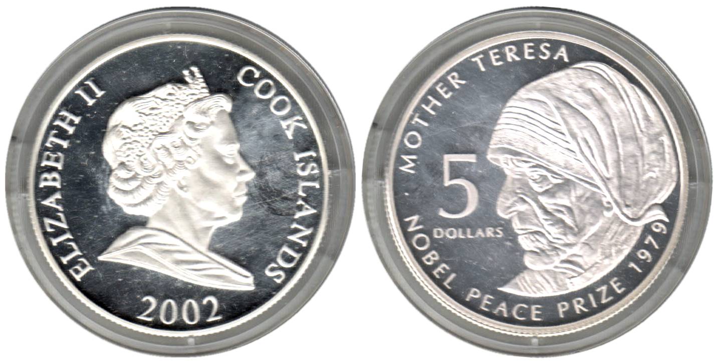 Cook Islands, Elizabeth II, Silver, 5 Dollars, commemorating with the portrait and name of