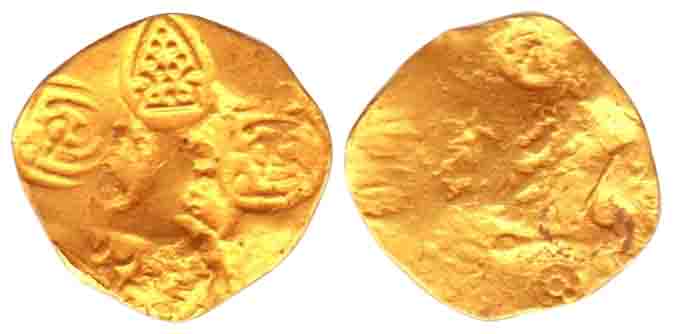 Shilaharas, Gold, Padma Tanka, Punch-marked type, various punches including Kannada legend