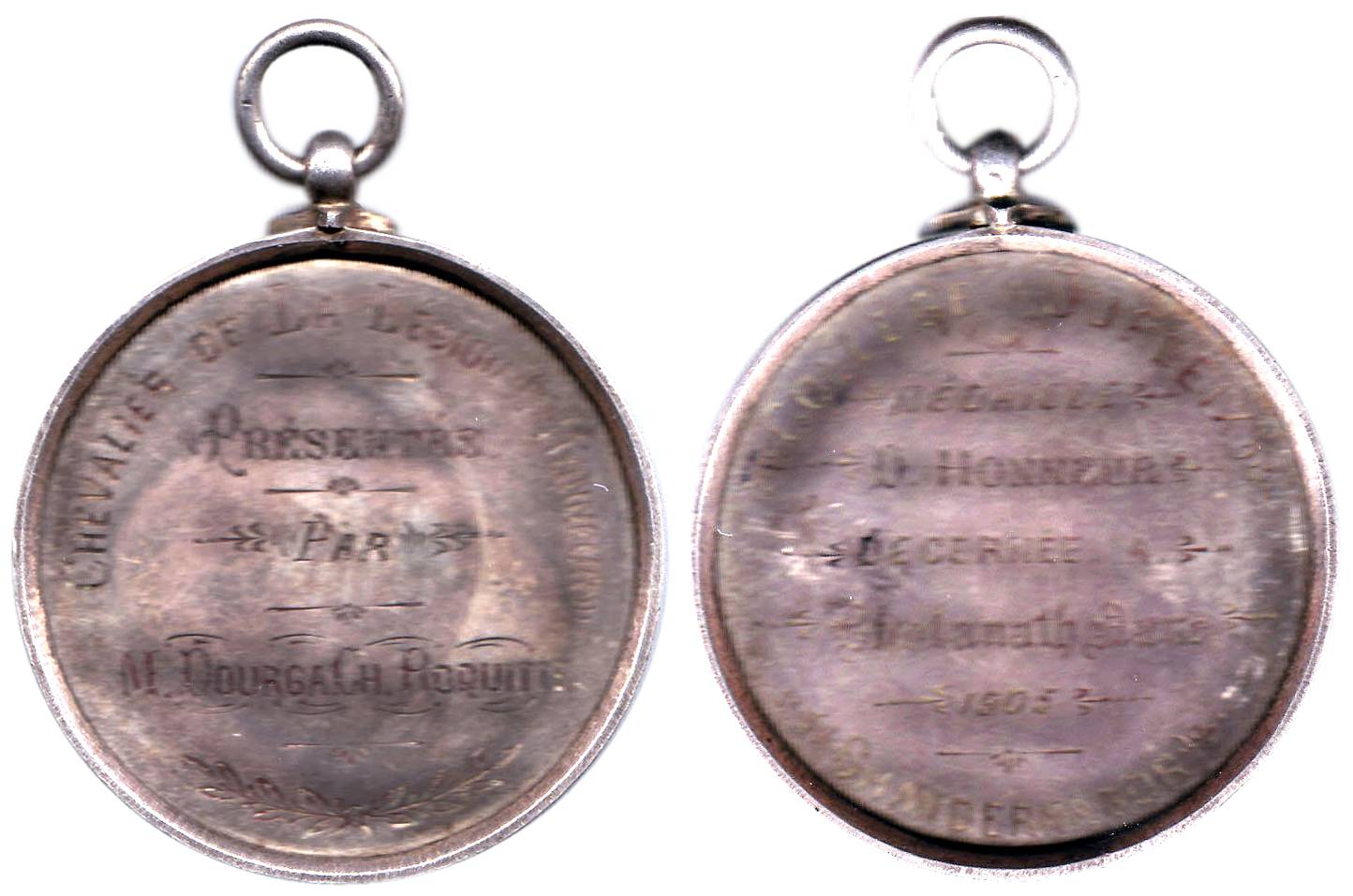 Chandernagor Medal, Silver, Chandernagor College Duplex, inscribed on obv, 105, Awarded to