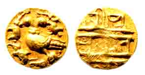 Vijayanagara Empire, Achutaraya. Gold ½ Pagoda, two-headed mythical bird, Gandabherunda ho