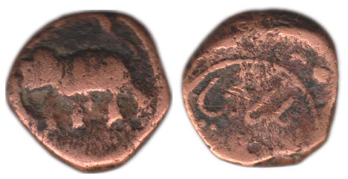 Haider Ali, Copper, Paisa, Balhari Mint, walking elephant to left on obv, legend on rev. F