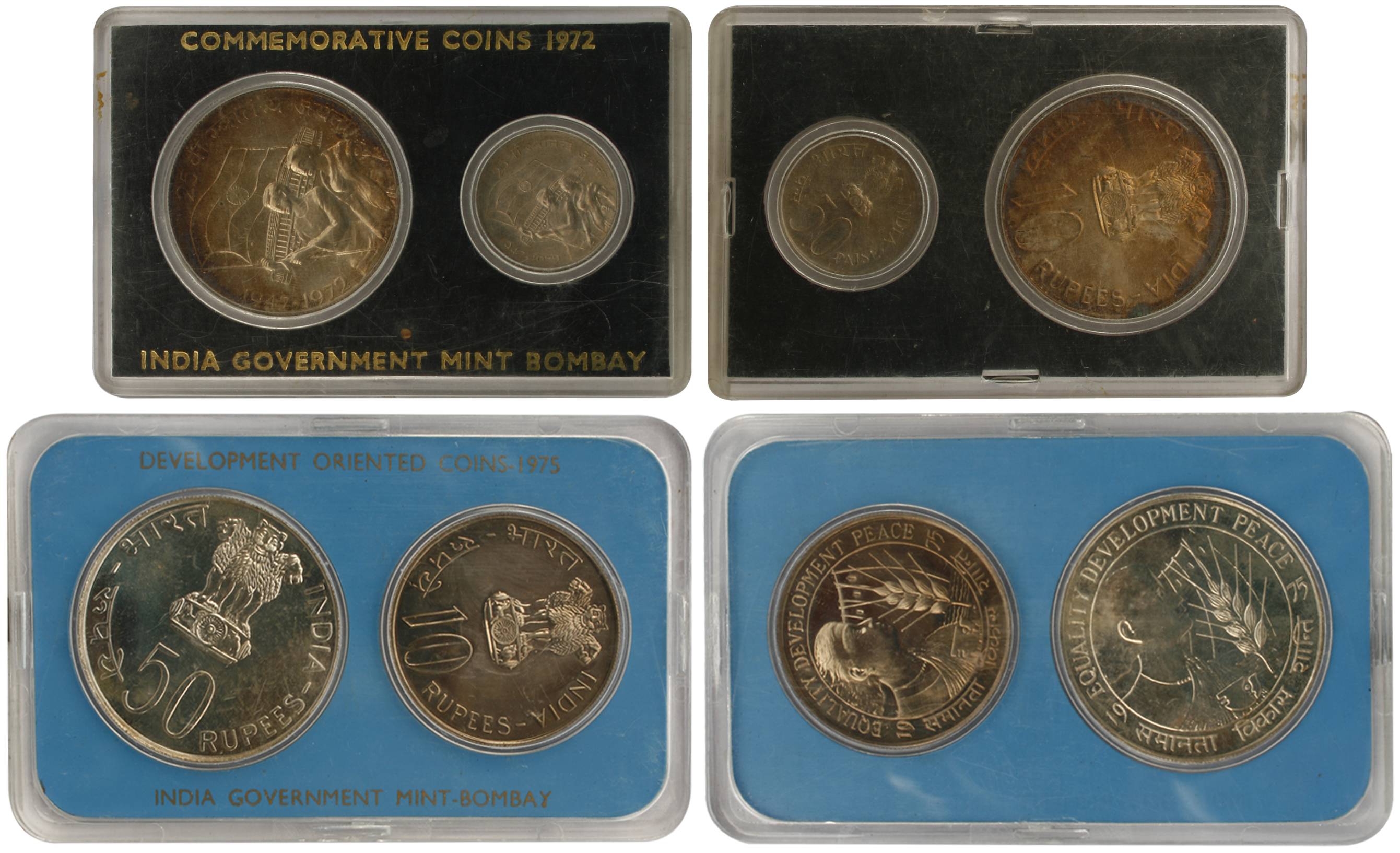 1972 and 1975, UNC Sets of 2 coins each (RB# 33 and 52). The first do not have the outer c