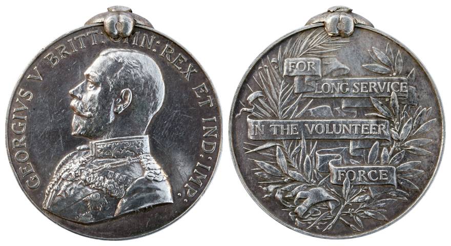 George V, Silver, British War Medal, bust of the Emperor on obv; Volunteer Long Service an