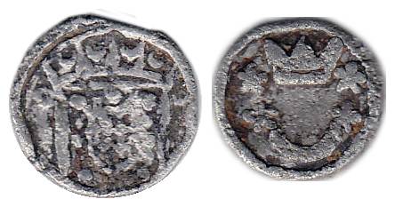 Lead, Cash, crown on obv, arms on rev. Very Fine for the type, Scarce.