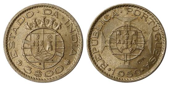 Goa, Republic Issues, Nickel, 3 Escudos, Proof, 1959, with PROVA counter-marked on rev. Pr