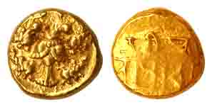 Vijayanagar Empire, Achyutaraya, Gold, Pagoda, Gandabheranda (double-headed eagle) on obv,