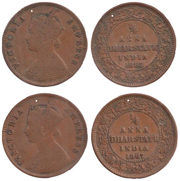 Victoria Empress, Copper (2), ¼ Anna, 1887, Calcutta Mint. About Very Fine, Scarce. 2 coin