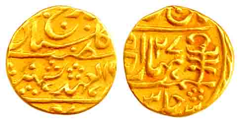Man Singh II, Gold, Mohur, with the name of George VI, Sawai Jaipur Mint, RY 27 (KM 200). 