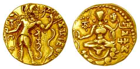 Guptas, Chandragupta II, Gold, 7.72 g, Dinar, Archer type, Brahmi legend in the right marg