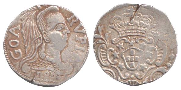Goa, Maria I, Silver, Rupia, 1787 (KM 201). Very Fine, Rare.