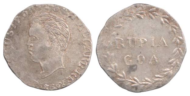 Goa, Luiz I, Silver, Rupia, 1869 (KM 282). Very Fine+. Rare.