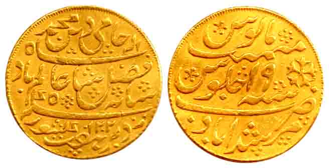 Murshidabad Mint, Gold, 12.27 g, Mohur, with the name of Shah Alam II, AH 1202/19, struck 