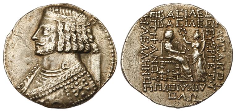 Iran, Parthia, Phraates IV (38-2 BC), Silver, 11.79 g, Tetradrachm, bust of the ruler to l