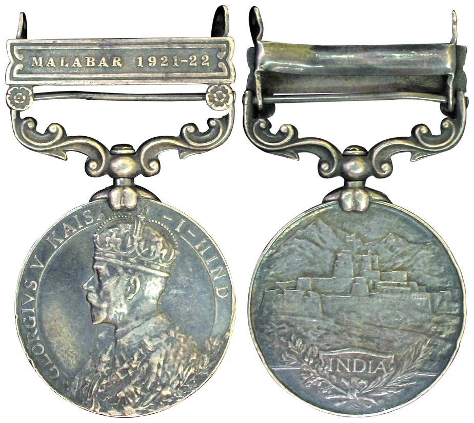 IGS India General Service, George V, Malabar 1921-22 Bar, awarded to 6202 RFMN Manbahadur 