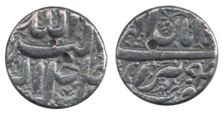 Akbar, Silver, Rupee, Berar Mint, Allahu Akbar type, Aban Month, a small duck seated to ri