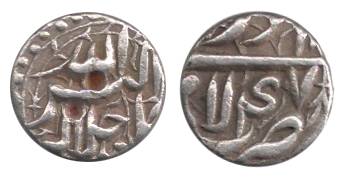Akbar, Silver, ¼ Rupee, Lahore Mint, Allahu Akbar type, Azar Month (KM 58.2). Very Fine+, 