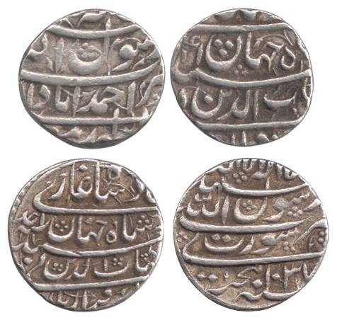 Shah Jahan, Silver (2), ½ Rupee, Ahmedabad and Surat Mints, straight lines type. Very Fine