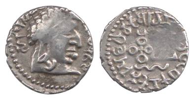 Satavahanas, Vasithiputra Pulumavi, Silver, Portrait type, usual portrait on obv and legen