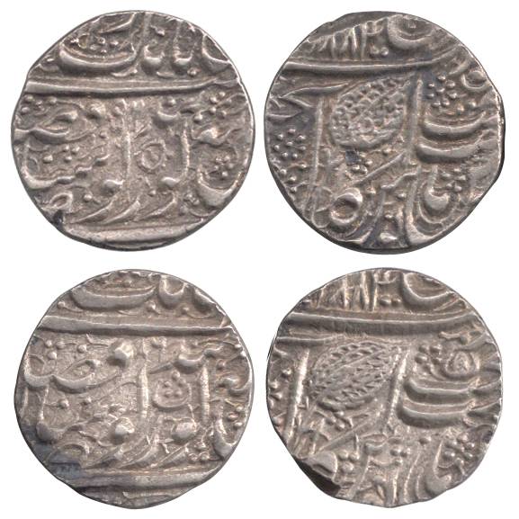 Silver (2), Rupee, Amritsar Mint, VS 1884/86 and 1884/92, mint name at top on rev. Very Fi