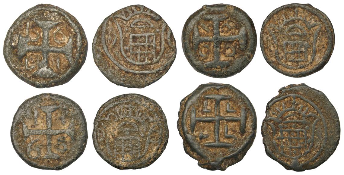 Diu, Tin (4), 5 Bazarucos, 1765, 1777, 1779 and 1800. Fine+ to About Very Fine for the typ