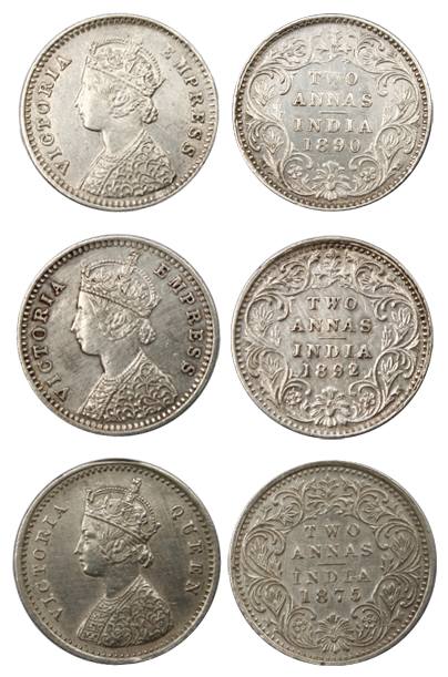 Victoria Empress, Silver, ½ Rupee, 1899, Bombay mint, A / I with Inverted incused B at the
