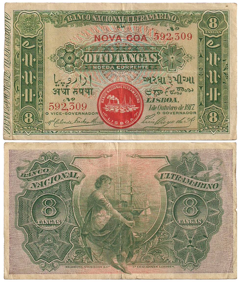 ½ Rupia (Otto 8 Tangas), Red Seal, Sign G2 and VG2 (Jhun 10.1). Centre folds, stains on re