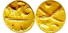 Alamgir II, Gold, 1.71 g, ½ Pagoda, Guti Mint.About Extremely Fine, Rare.