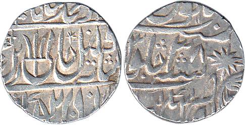 Sagar Mint, Silver, Rupee, RavishnagarSagar Mint, in the name of Shah Alam II, RY 38, near