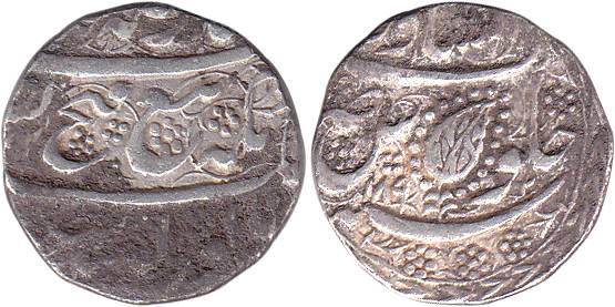 Peshawar Mint, Silver, Rupee, 1892, mint name at top on rev. Very Fine, Rare