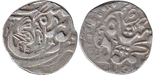Amirs of Khairpur, Mahmud Shah, Silver, Rupee, AH 1258, hare on obv and a peacock on rev, 