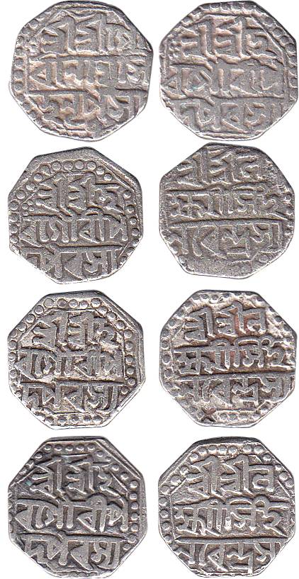 Silver (4), ½ Rupee, assorted lot with different varieties. Very Fine, Scarce. 4 coins