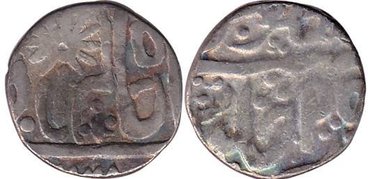 Silver, Rupee, in the name of Shah Alam II, RY 25, sun mint mark. Very Fine, Very Rare Coi