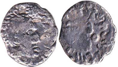 Satavahanas, GotamiputraSatakarni, Silver, 1.29 g, ½ Portrait Karshapana, portrait on obv 