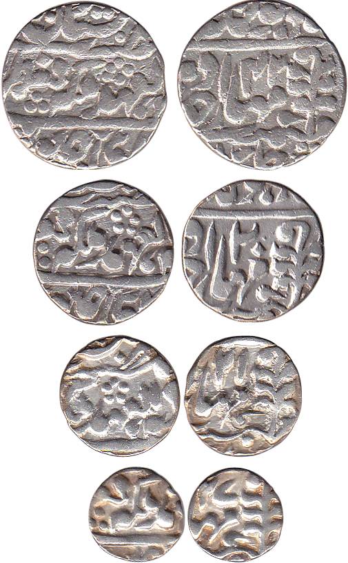 Regal Issues, Silver (4), Set of 4: Rupee, ½ , ¼ and 1/8 Rupee, in the name of Victoria Qu