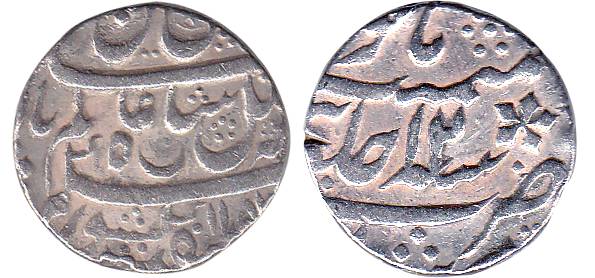Murshidabad Mint, Silver, Rupee, in the name of Shah Alam II, AH 1187/12 , a Dot below the