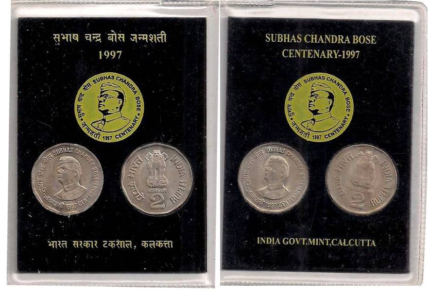 UNC Collector’s Pack of 1997, Subhas Chandra Bose Centenary, Rs 2 (2 pieces), Kolkata Mint