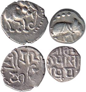 Chaulukyas of Gujarat, SiddhrajJaisingh, Silver, Dramma, elephant / Nagari legend type, Ra