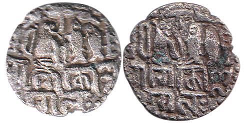 Cholas, RajendraChola, Silver, GangaikondaChola type, Fish and tiger emblem with Nagari le