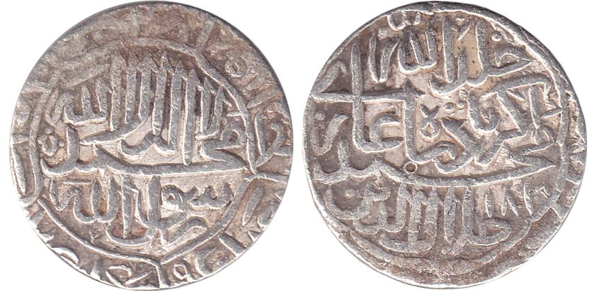 Akbar, Silver, Rupee, Ahmedabad, Shahr-i-Muazzam Mint, AH 984, mint name off flan.Very Fin