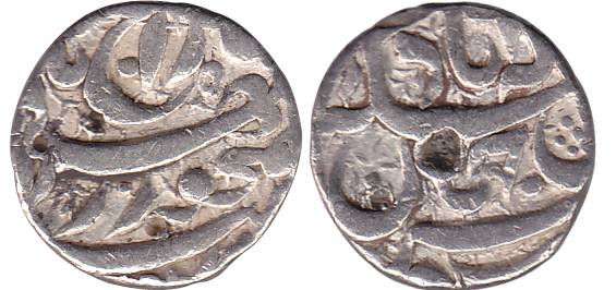 Akbar, Silver, ½ Rupee, Allahabad Mint, the so-called Rebellion issue without the name of 