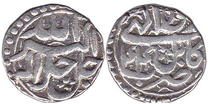 Akbar, Silver, ½ Rupee, Kabul Mint, Allahu Akbar type, Ilahi 44, Di Month (KM 66.2).About 