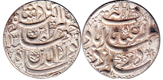 Jahangir, Silver, 11.35 g, Rupee, AhmedabadMint, Inayat couplet, RY 13.AboutUNC, Scarce in